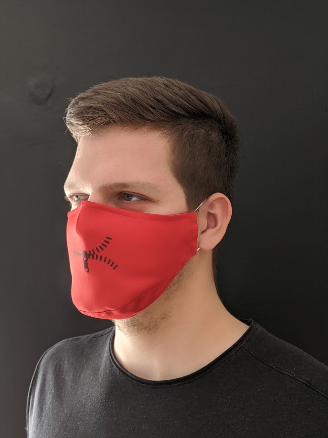 Zips červená - rúško dvojvrstvové tvarované